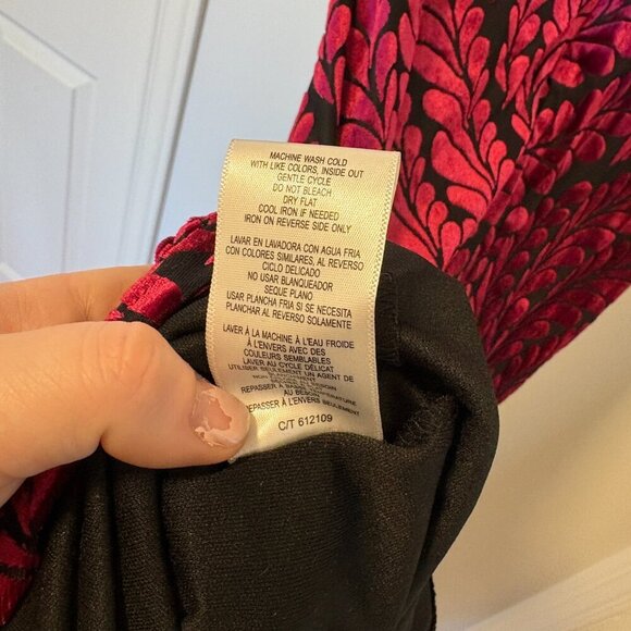 Taylor Dolman Sleeve Velvet Burnout Dress NEW Burgundy Flowy Fall Leaves Classic - Picture 14 of 15